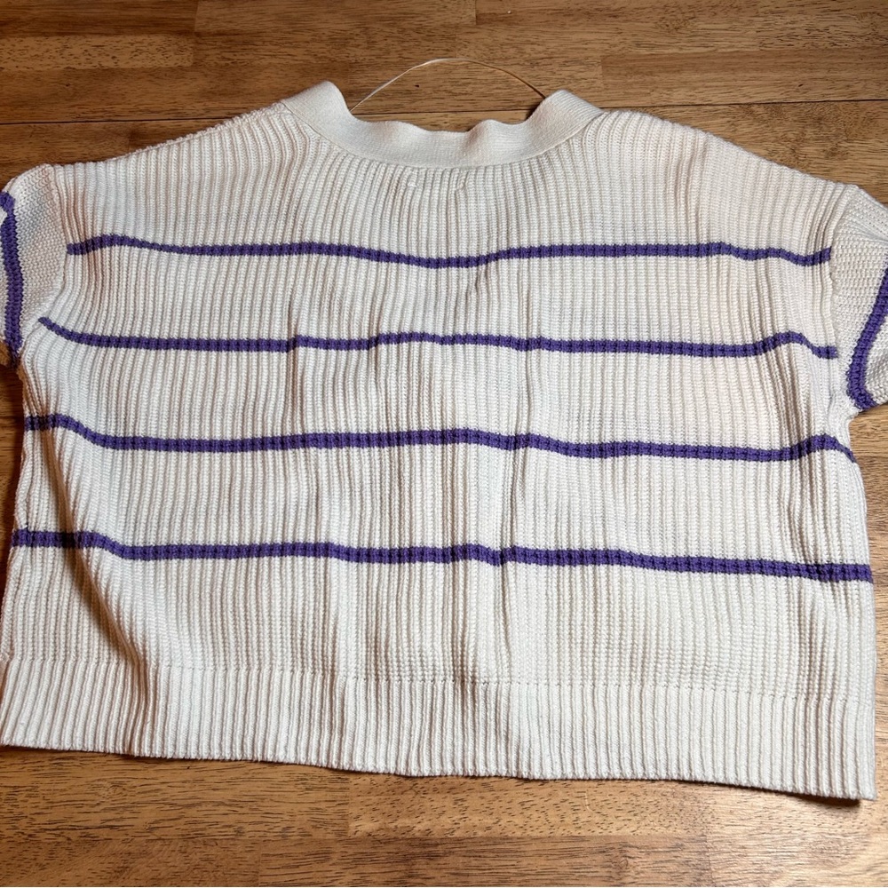 On‎ 34th Cardigan Women Large Striped Preppy Cropped Knit Button Down - Picture 10 of 10